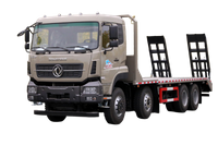 Weichai 375/Yuchai 420/Cummins 500 horsepower 8×4 flatbed transport truck manufacturer_15/20/25/30/35/40/50/60 tons four-axle vegetable, fruit, cattle, sheep and pig truck customization_Four front and eight rear DF excavator plate truck quotation