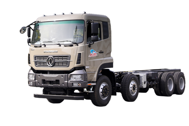 Weichai 375/Yuchai 420/Cummins 500 HP 8×4 flatbed transport truck chassis manufacturer_15/20/25/30/35/40/50/60 tons four-axle vegetable, fruit, cattle, sheep and pig truck customization_Four front and eight rear DF excavator platform quotation