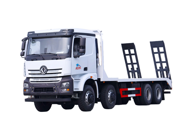 500 horsepower 8×4 flatbed excavator transport truck manufacturer_15/20/25/30/35/40/50/60 ton four-bridge road rescue truck customization_Four front and eight rear DF vehicle rescue truck quotation